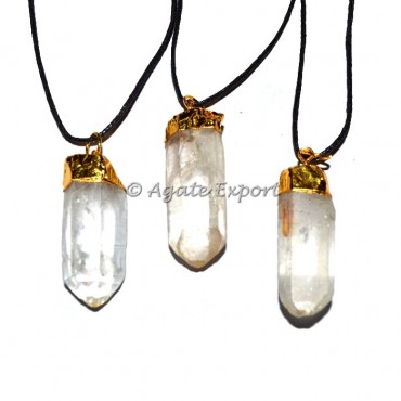 Crystal Natural Point Electroplated Necklace