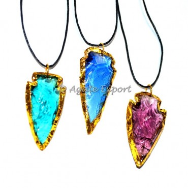 ColorFull Obsidan Electroplated Arrowheads Necklac