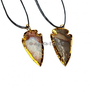 Agate Electroplated Arrowheads Necklace