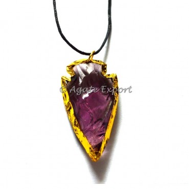 Amethyst Obsidian Electroplated Arrowheads Necklac