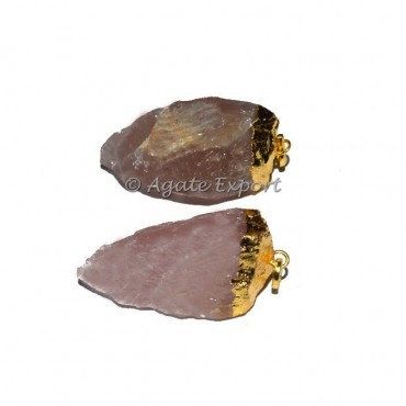 Rose Quartz Electroplated Pendulum Pendants