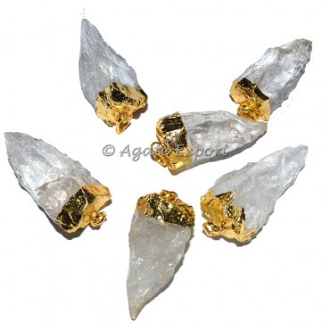 Crystal Quartz Electroplated Pendulum Pendants