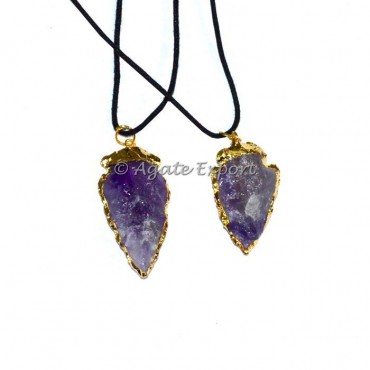 Amethyst Electropalated Arrowheads Necklace
