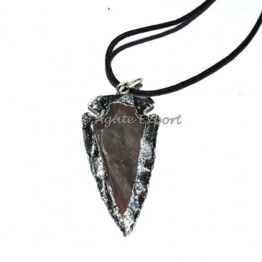 Agate Arrowheads Silver Electroplated Necklace