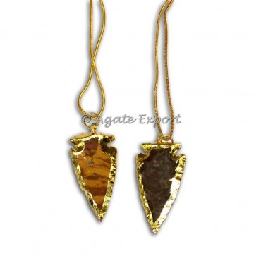 Electroplate Agate Arrowheads Necklace