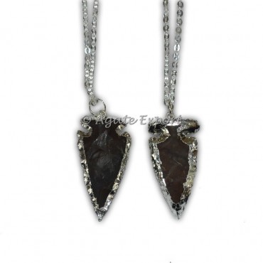 Silver Electroplated Agate Arrowheads Necklace