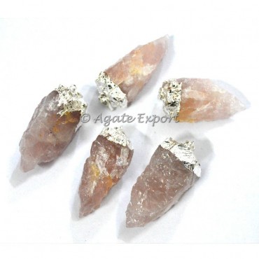 Rose Quartz Silver Electroplated Pendulum Pendants