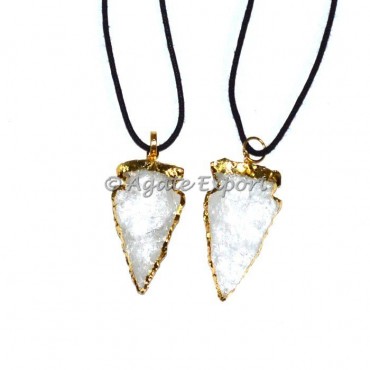 Crystal Quartz Electroplated Arrowheads Necklace