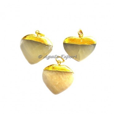 Yellow Aventurine Hearts Electroplated Pendant