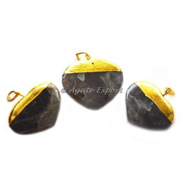 Amethyst Hearts Shape Electroplated Pendant