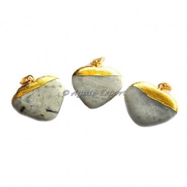 Rainbow Moonstone Hearts Shape Electroplated Pendants