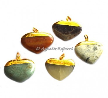 Assorted Stone Heart Electroplated Pendants