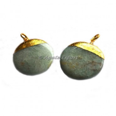 Green Jade Disc Electroplated Pendant
