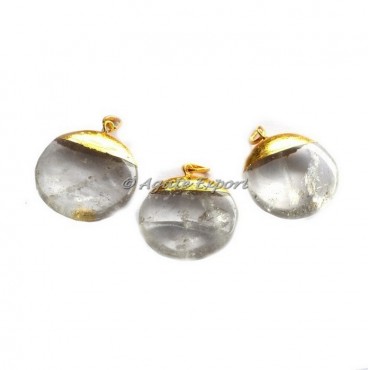 Crystal Quartz Disc Electroplated Pendant