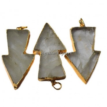 Arrow Shape Crystal Quartz Electroplated Pendant