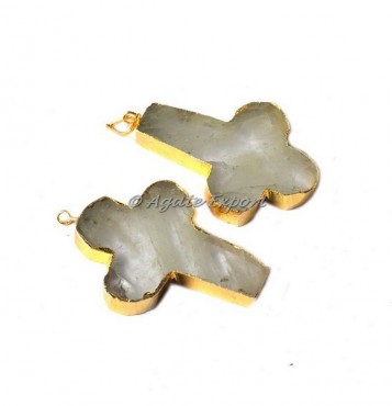 Flower Shape Quartz Stone Electroplated Pendant