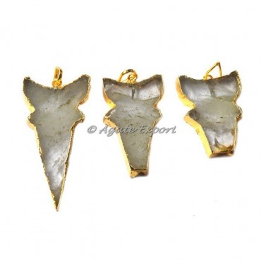 Curved Point Quartz Stone Electroplated Pendant