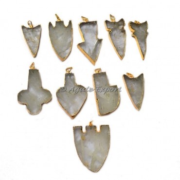 Mix Shape Crystal Quartz Electroplated Pendant