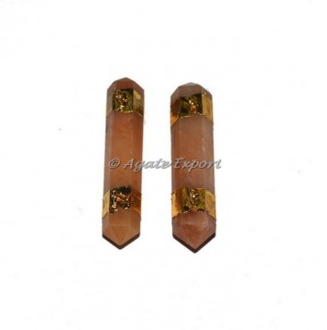 Peach Aventurine Pencil Point Electroplated Pendant