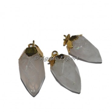 Rose Quartz Faceted Drop Electro Pendants
