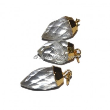 Crystal Quartz Faceted Drop Electro Pendants