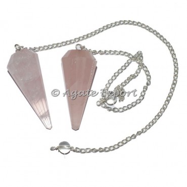 Rose Quartz 12 Faceted Pendulums