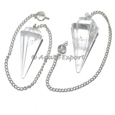 Crystal Quartz 6 Faceted Pendulums
