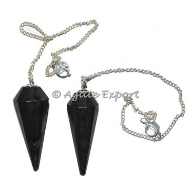 Black Tourmaline 12 Faceted Pendulums