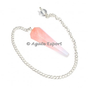 Rose Quartz 6 Faceted Pendulums