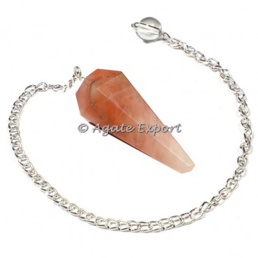 Peach Aventurine 6 Faceted Pendulums