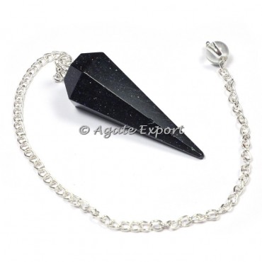 Blue Sunstone 6 Faceted Pendulums