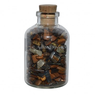 Tiger Eye Stone Chips Mini Bottle