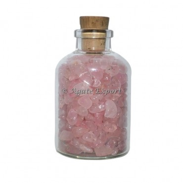 Rose Quartz Stone Chips Mini Bottle