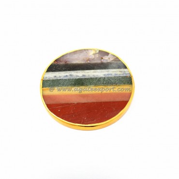 Chakra Bonded Round Gold Plated Coaster