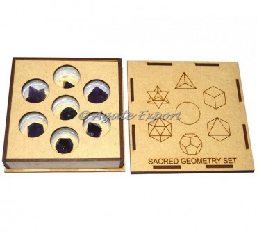 Amethyst Sacred Geometry Set With Square Gift Box