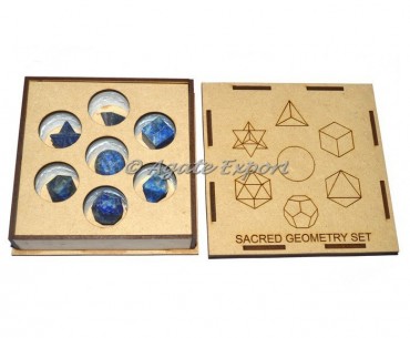 Lapis Lazuli Sacred Geometry Set With Square Gift Box