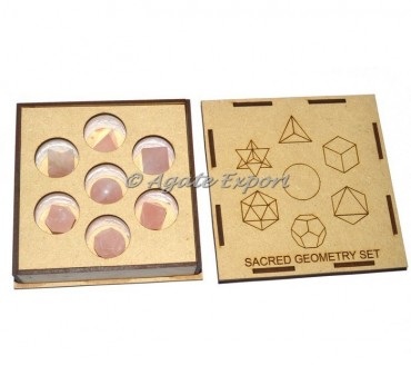 Rose Quartz Sacred Geometry Set With Square Gift Box