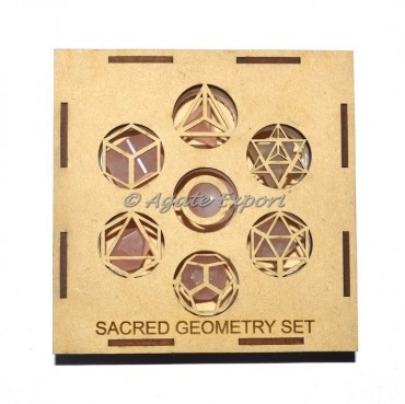 Rose Quartz Geometry Set With Square Gift Box