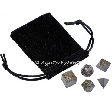 Epidote Geometry Set with Velvet Pouch
