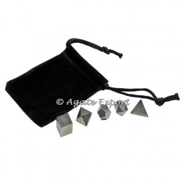 Hematite Geometry Set with Velvet Pouch