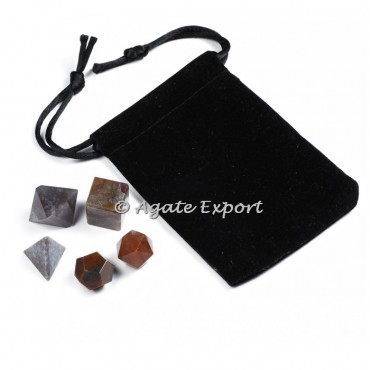 Fancy Jasper Geometry Set with Velvet Pouch