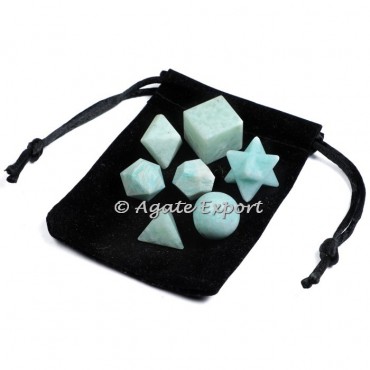 Amazonite 7 Pcs Geometry Set with Velvet Pouch