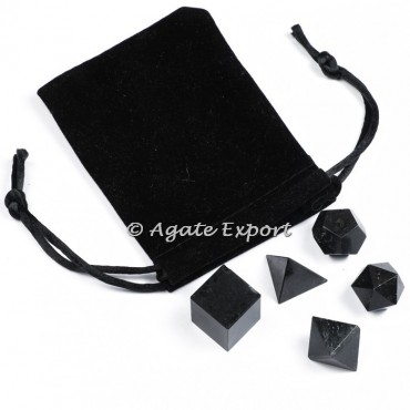 Black Obsidian Geometry Set with Velvet Pouch