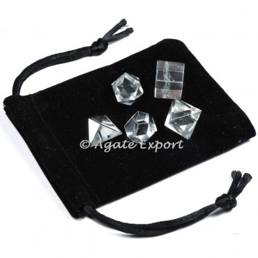 Crystal Quartz Geometry Set with Velvet Pouch