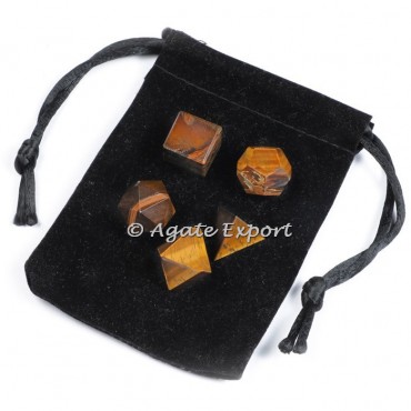 Tiger Eye Geometry Set with Velvet Pouch