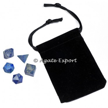 Lapis Lazuli Geometry Set with Velvet Pouch