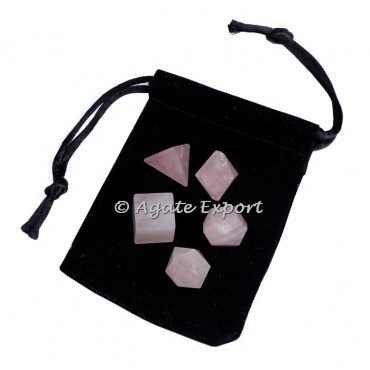 Rose Quartz Geometry Set with Velvet Pouch