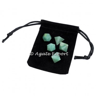 Green Aventurine 5 Pcs Geometry Set with Velvet Pouch
