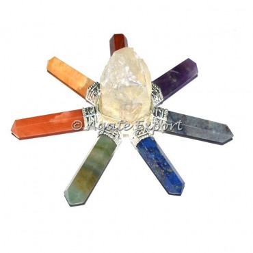 Natural Clear Quartz Point with chakra Pencil Gene