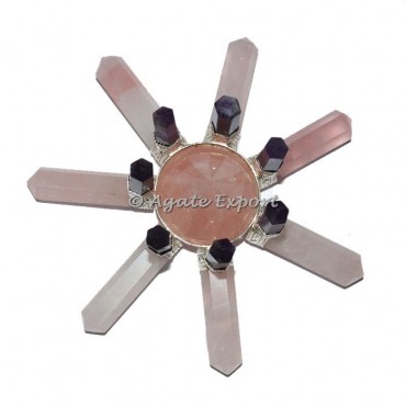 Rose Quartz With Amethyst 7 Chakra Points Energy Generator
